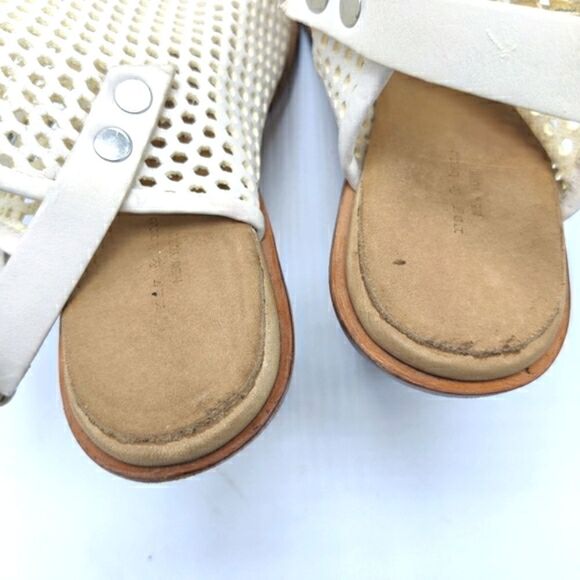 Rag and Bone "Wyatt" White Leather Open Toe Slingback Stacked Heel Sandal Bootie - Picture 11 of 16